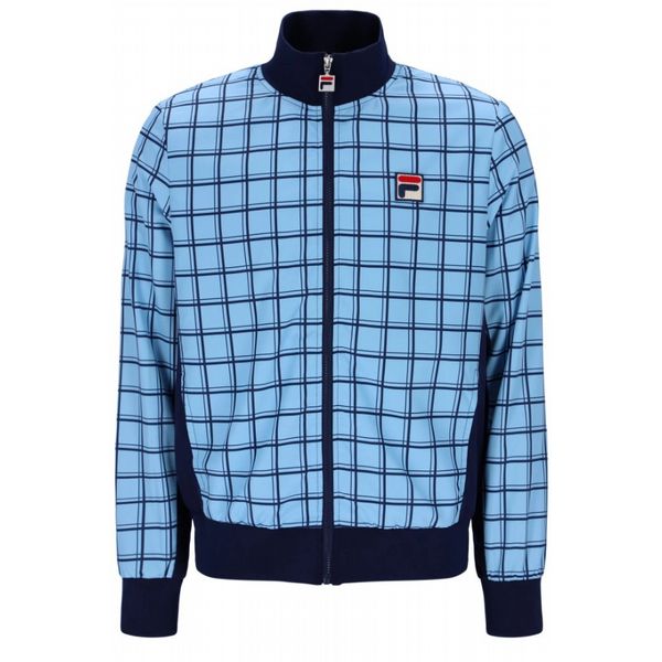 FILA MORGAN CHECK TRACK JACKET CONTRAST RIBS PANELS MENS -FNAVY/BBEL