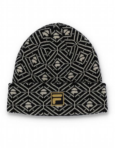 FILA GRIGGS F_box Knitted Monogram Beanie Black