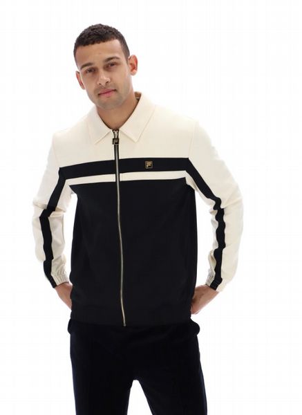 FILA BILL BLOCKED TRACK JACKET WITH GOLD TRIMS MENS-BLACK/WHITECAP GREY