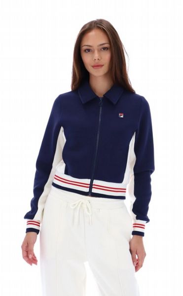 FILA HARPER WOMENS CROPPED ZIP UP TRACK TOP- FNAVY/GARD/FRED