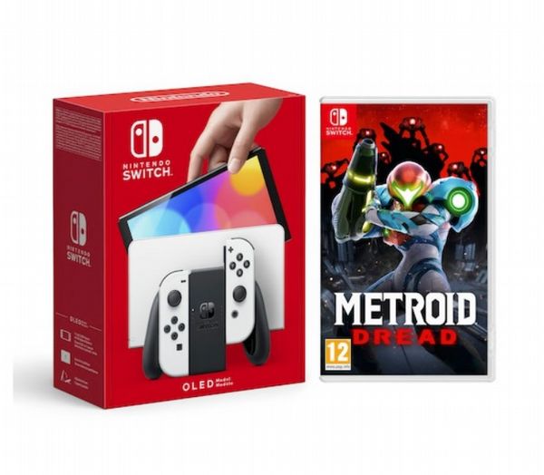 Nintendo Switch HW (OLED) White & Metroid Dread Bundle