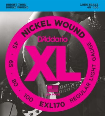 D'Addario EXL170 Nickel Wound Bass Guitar Strings, Light, 45-100, Long Scale