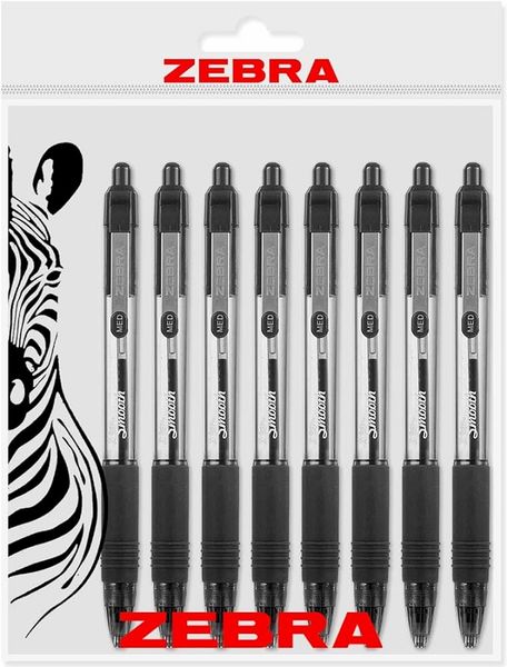 Zebra Z-Grip Smooth Retractable Ballpoint pens, Pack 8, Black