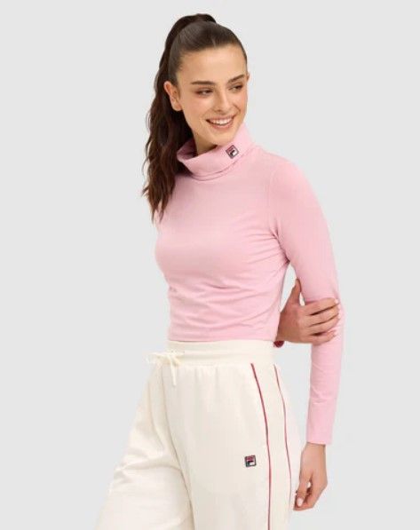 FILA HEIDI WOMENS CROPPED ROLL NECK - PINK NECTAR