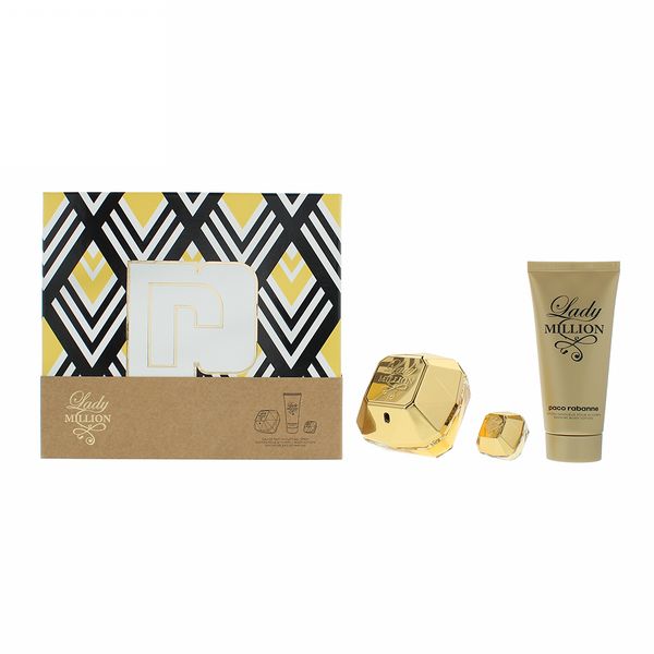  Paco Rabanne Lady Million 3 Piece Gift Set: Eau de Parfum 80ml - Eau de Parfum...