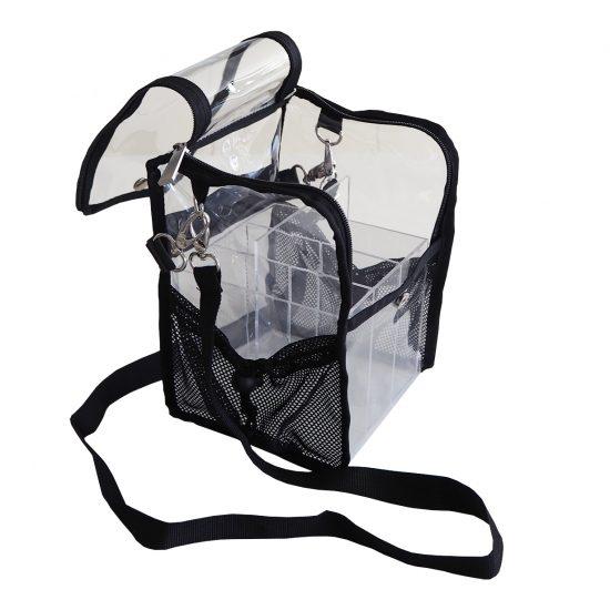 CLEAR BRUSH ORGANISER BAG WITH STRAPS