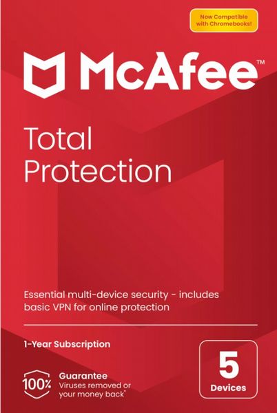 McAfee Total Protection, 1 Year Subscription for 5 Devices, Boxed