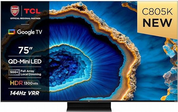  TCL 75C805K QLED Mini LED TV4K HDR Premium 1300nitsFreeSync Premium ProSmart TV Powered By Google TV...