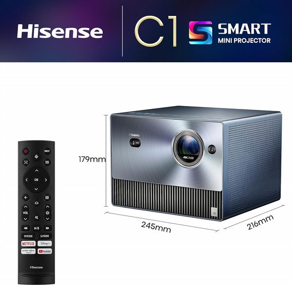 Hisense C1TUK, 1600 ANSI lumens, 2160p, 1.73 - 7.97 m Projector