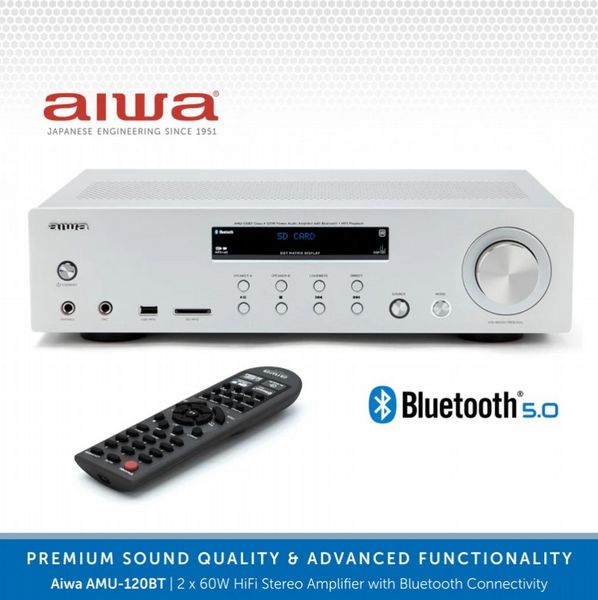 Aiwa Hi-Fi Amplifier AMU-120BTSL (Silver)