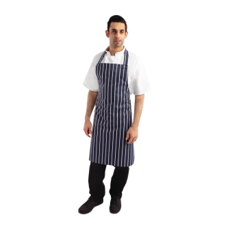 Whites Bib Apron Butchers Stripe Blue