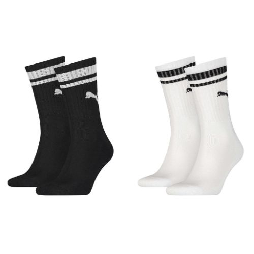 Puma Crew Heritage Stripe Sock (2 Pair) - White/Black